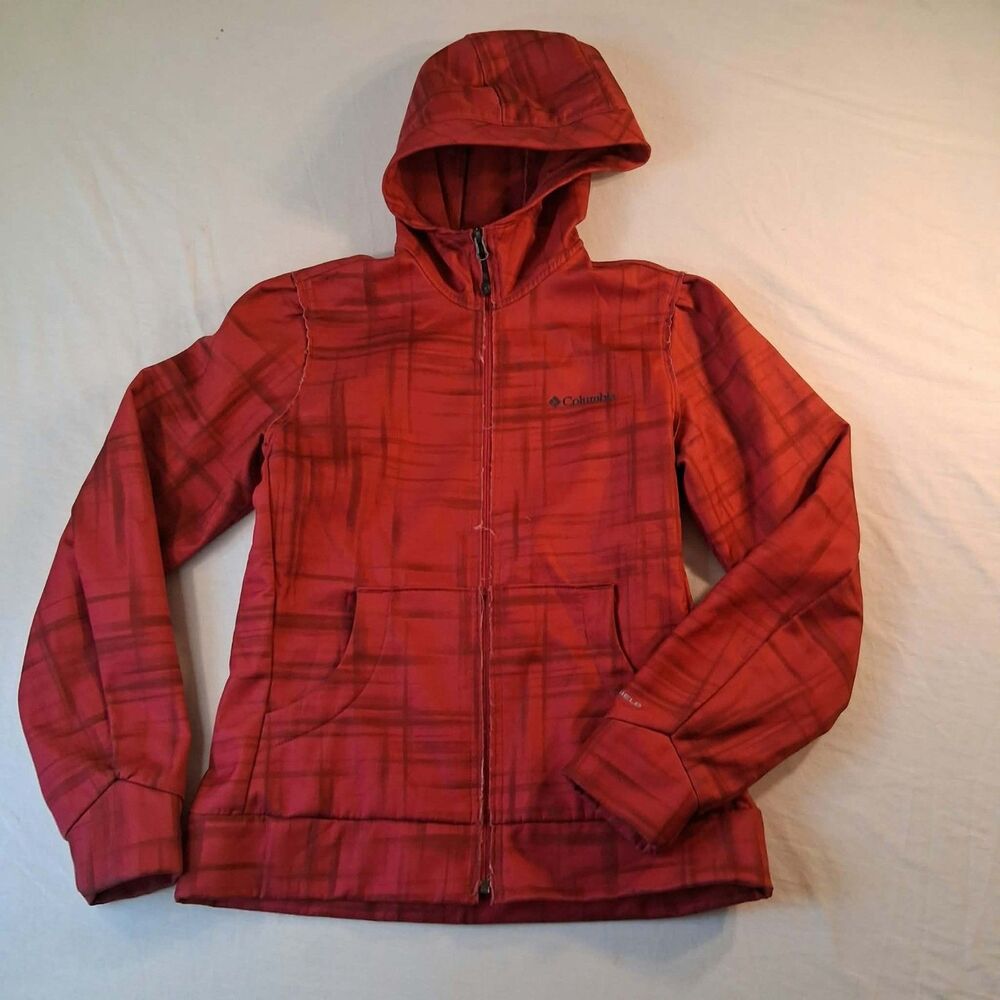 Columbia Omni Shield Jacket Womens S Small Red Abstract Full Zip Hoodie